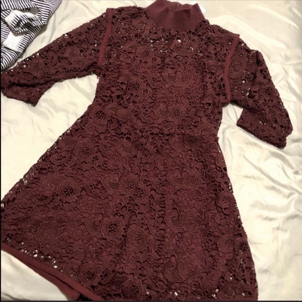 Zara lace burgundy romper S